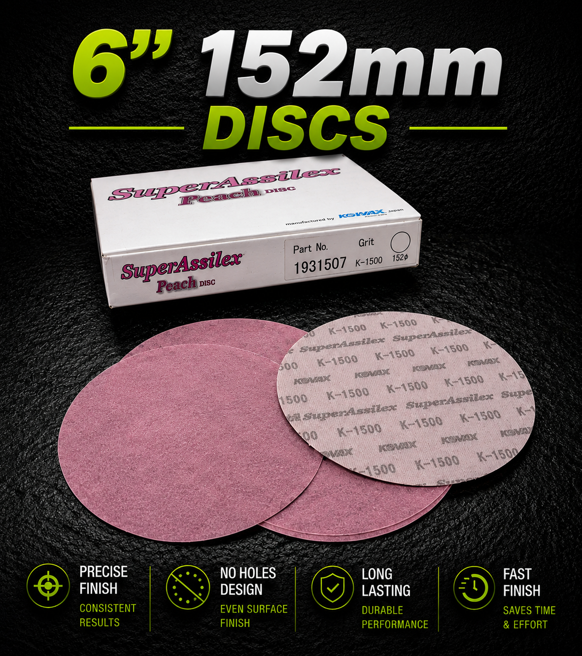 152mm 6” Kovax Sanding Discs with Out holes